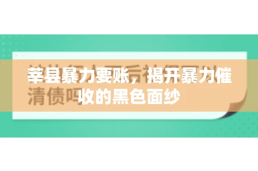 莘县暴力要账，揭开暴力催收的黑色面纱