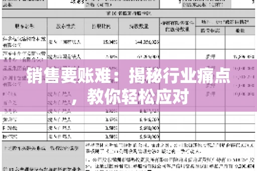 销售要账难:揭秘行业痛点,教你轻松应对 销售要账难:揭秘行业痛点,教你轻松应对