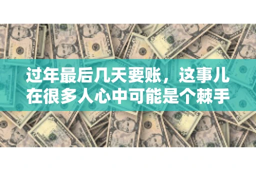过年最后几天要账，这事儿在很多人心中可能是个棘手的问题。毕竟，春节临近，家家户户都在忙着准备团圆饭，谁也不想在这个时候被债务问题打扰。但现实是，有些账务问题不得不在这个时候解决。今天，我就来和大家聊聊这个话题，希望能给大家带来一些帮助。
