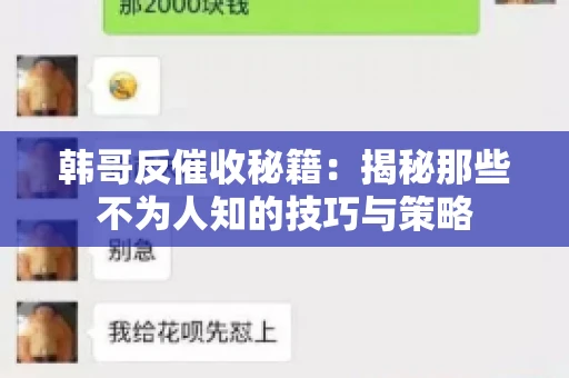 韩哥反催收秘籍：揭秘那些不为人知的技巧与策略